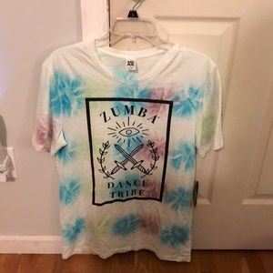 Unisex rare Zumba T-shirt, while multi, Medium, NWT